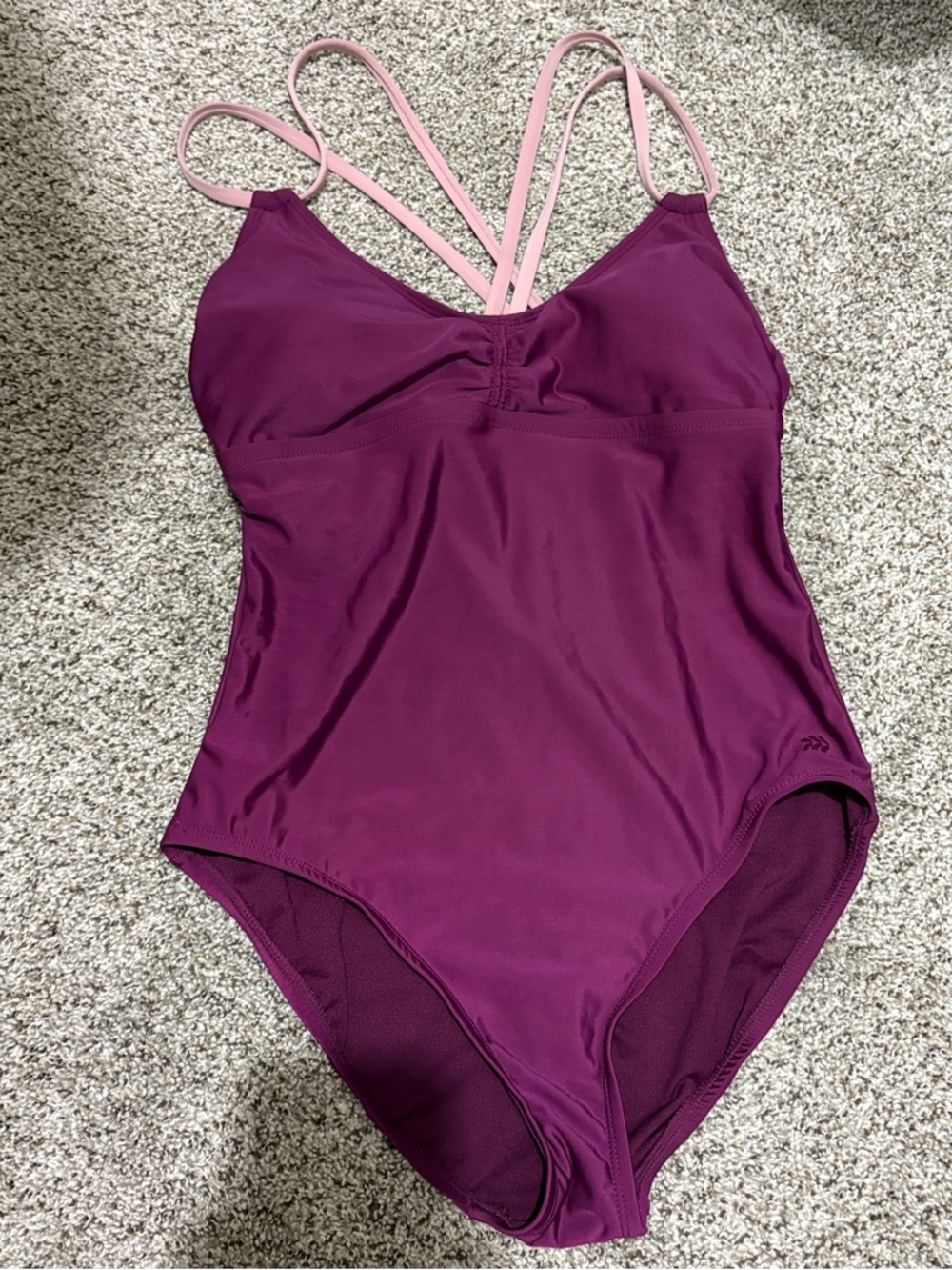 Women’s Plum One-Piece Swimsuit with Pink Straps